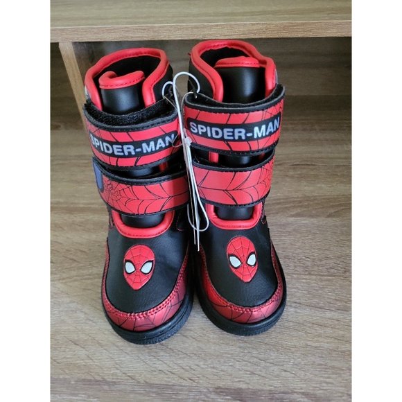 Marvel NWT Toddler 8 Spiderman Light Up Insulated Hook & Loop Winter Snow Boots - Picture 4 of 12